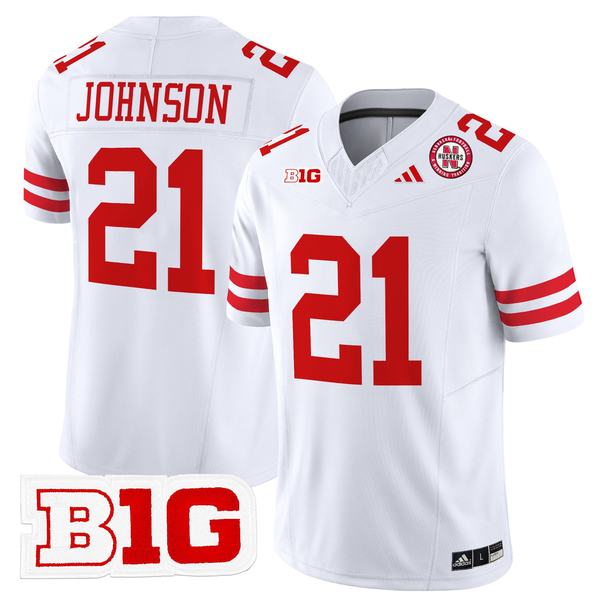 Men Nebraska Cornhuskers #21 Johnson White 2024 Vapor Limited NCAA Jersey